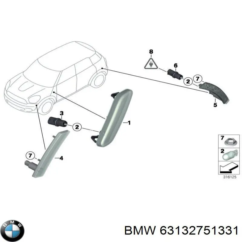  Luz de gálibo izquierda para MINI Paceman R61