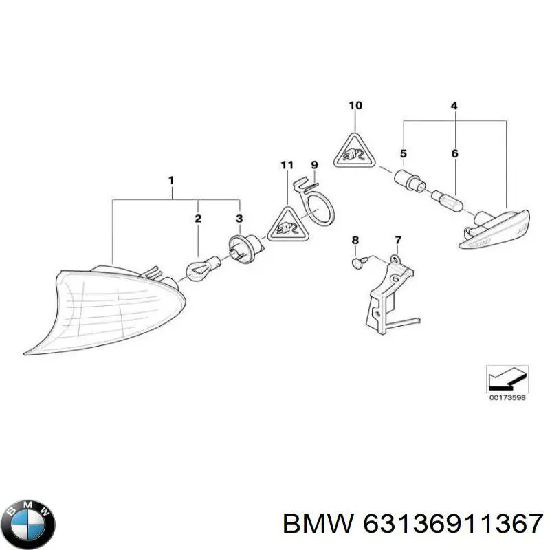 63136911367 BMW luz intermitente guardabarros derecho