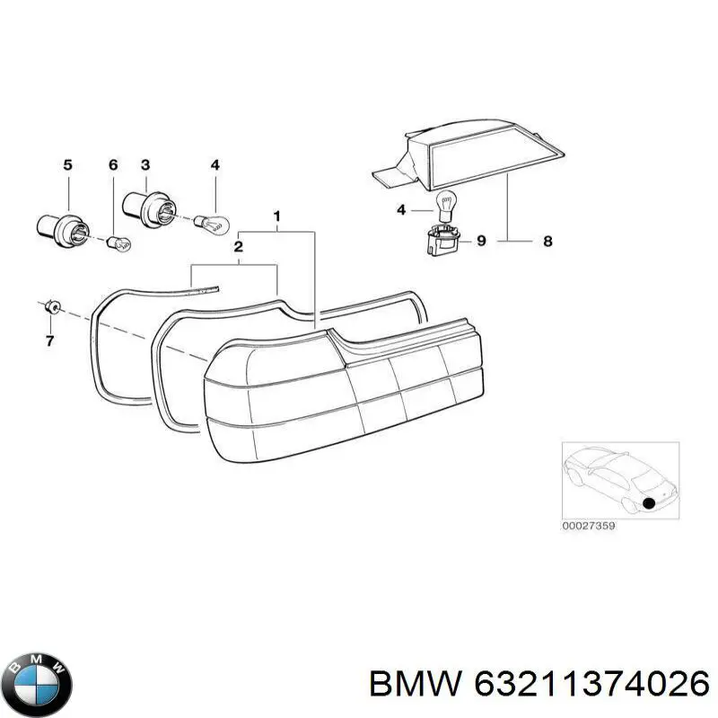  Piloto posterior derecho para BMW 7 E32