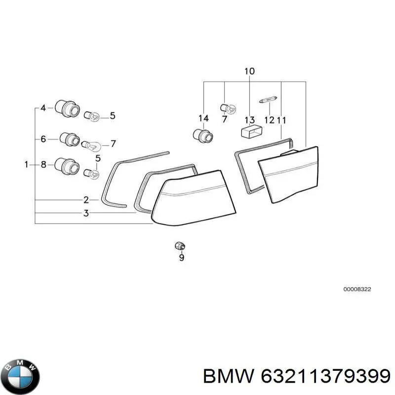 63211379399 BMW lámpara intercambiable, luz trasera