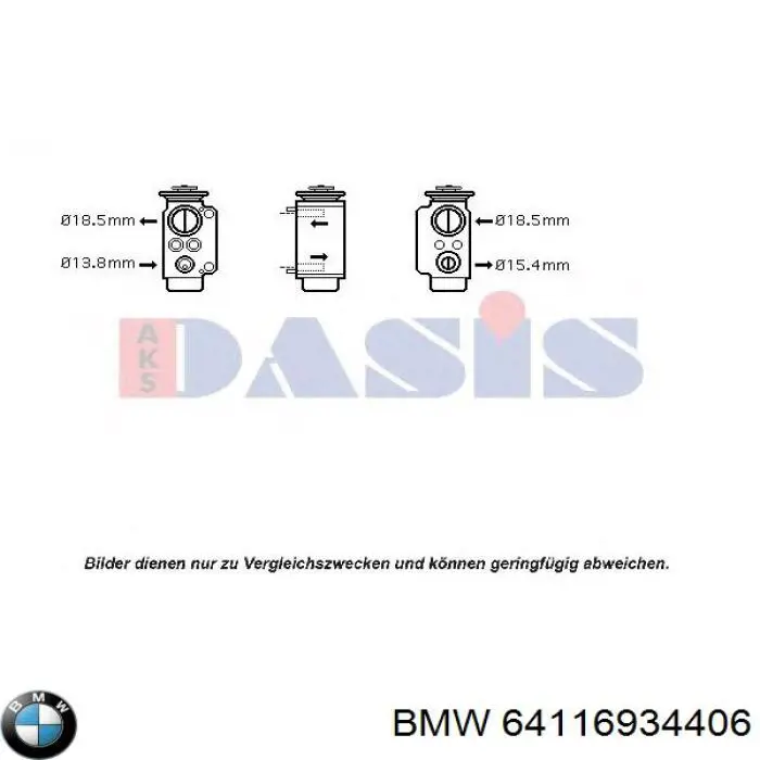 64116934406 BMW válvula de expansión, aire acondicionado