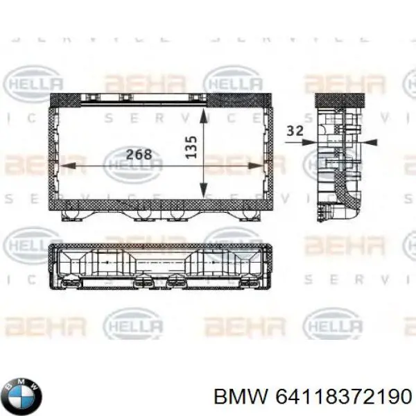 64118372190 BMW radiador de calefacción