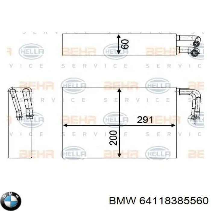 64118385560 BMW evaporador, aire acondicionado