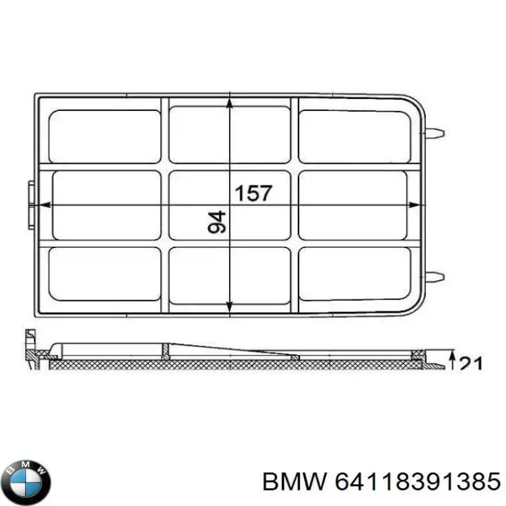 64118391385 BMW filtro de habitáculo