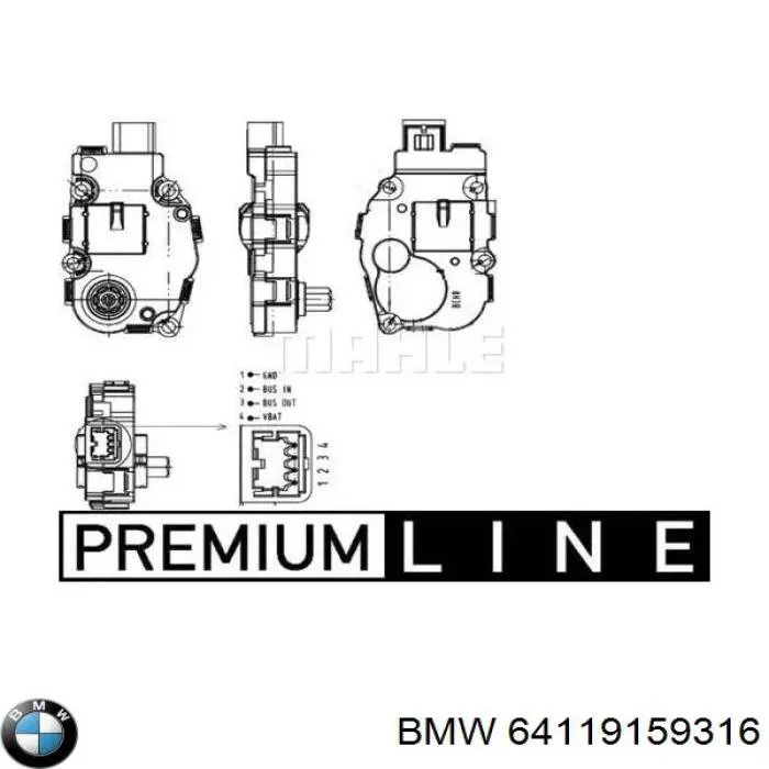 64119159316 BMW elemento de reglaje valvula mezcladora actuador de compuerta