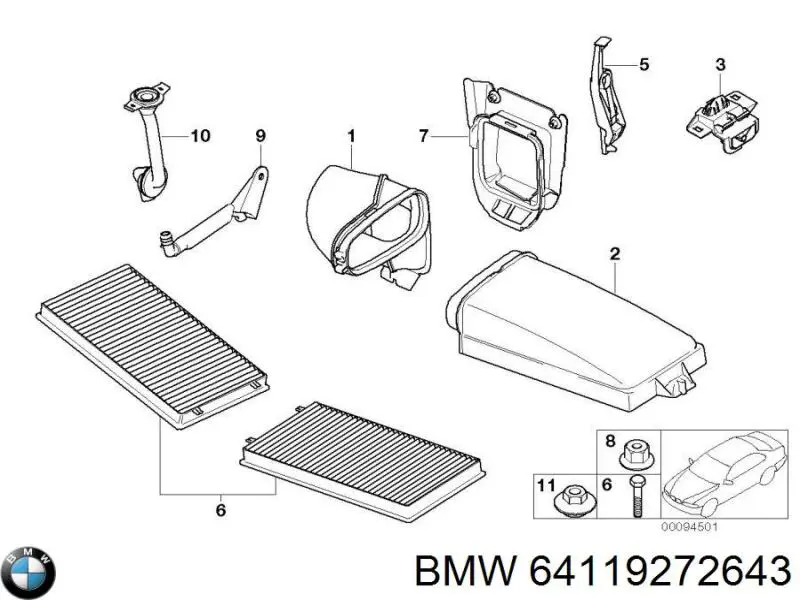 64119272643 BMW filtro de habitáculo