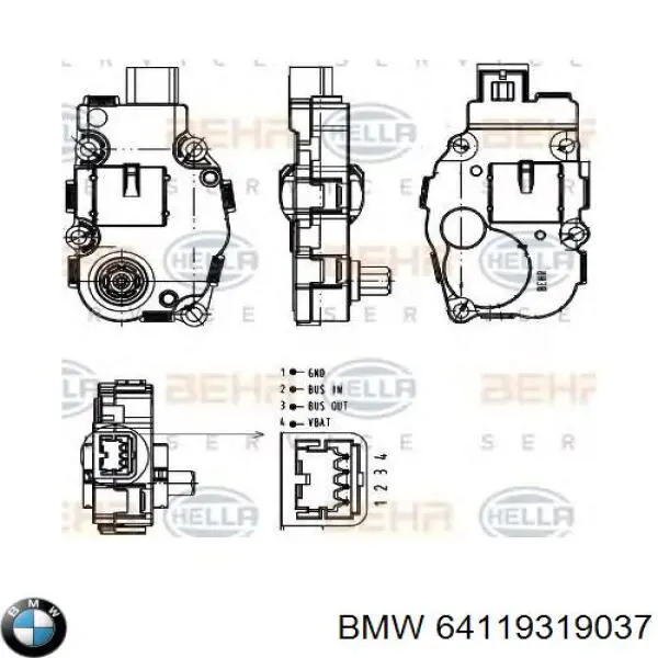 64119319037 BMW elemento de reglaje valvula mezcladora actuador de compuerta