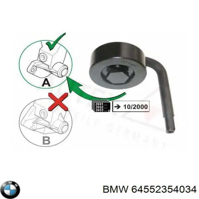 64552354034 BMW rodillo, correa trapecial poli v