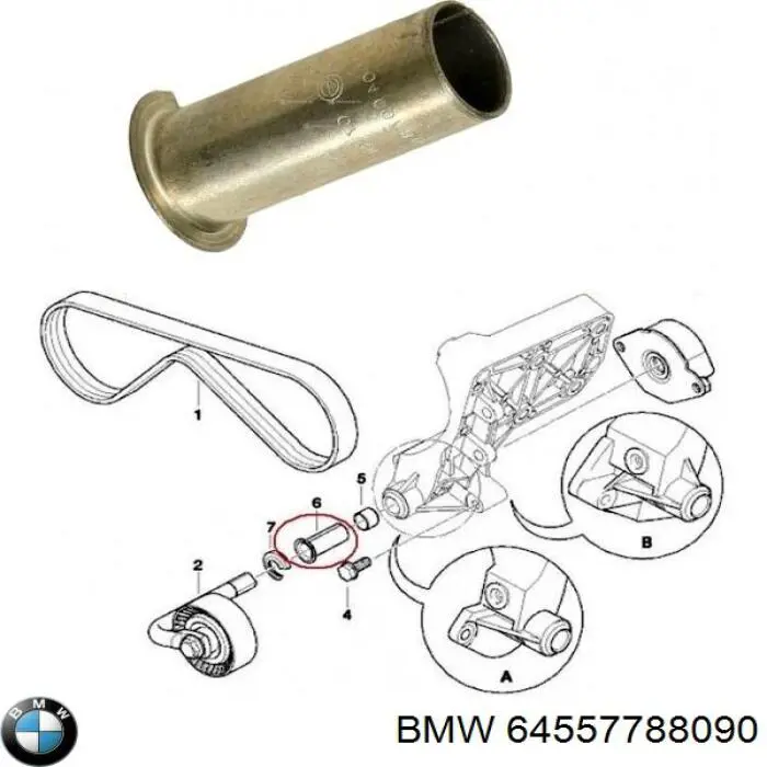 64557786197 BMW manguito, amortiguador vibraciones, correa trapecial, tensor de correa