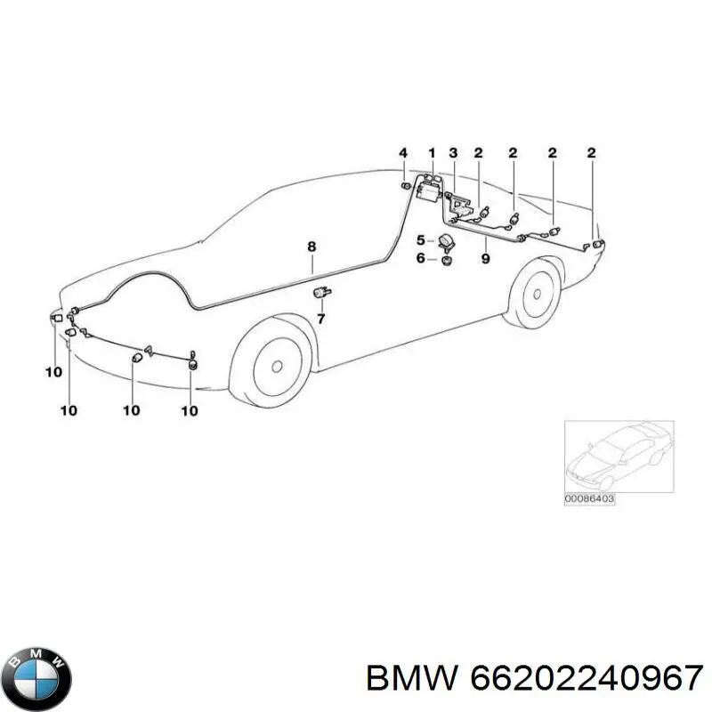 66202240967 BMW sensor de alarma de estacionamiento(packtronic Delantero/Trasero Central)