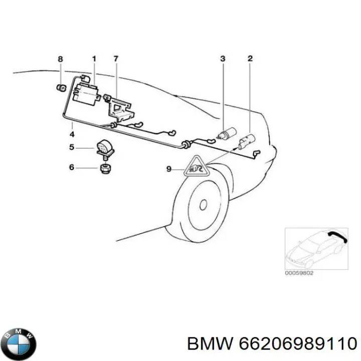 66206989110 BMW sensor de alarma de estacionamiento(packtronic Delantero/Trasero Central)