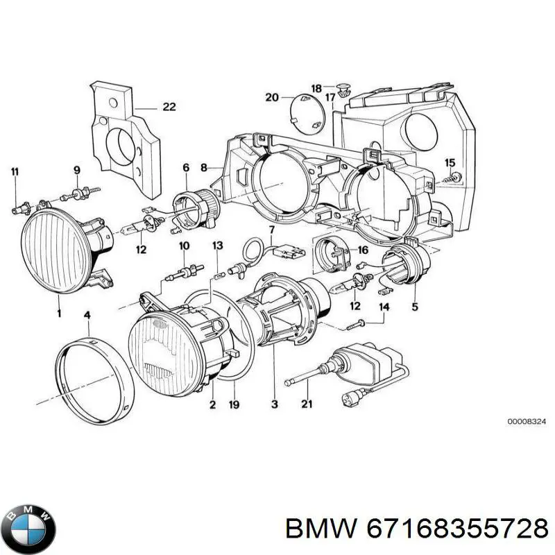 67168355728 BMW elemento de regulación, regulación del alcance de faros