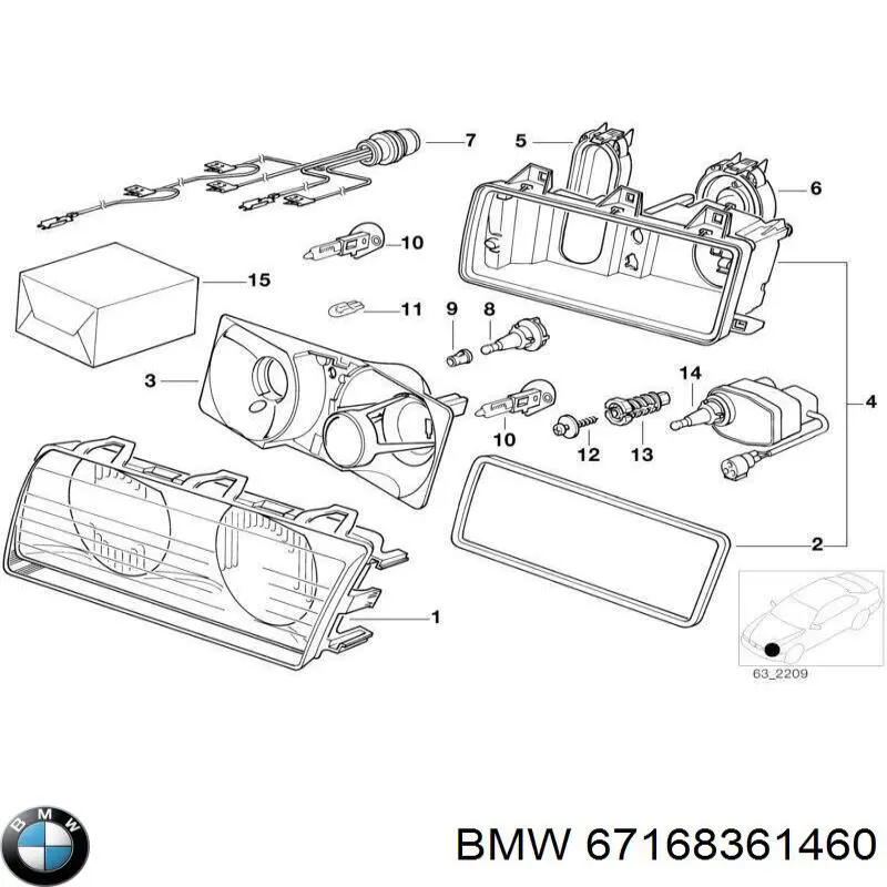 67168361460 BMW elemento de regulación, regulación del alcance de faros