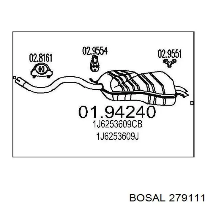  Silenciador posterior para Audi A3 8L1