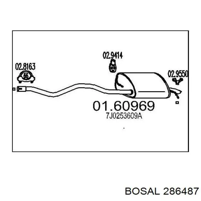 7F0253609E VAG silenciador posterior