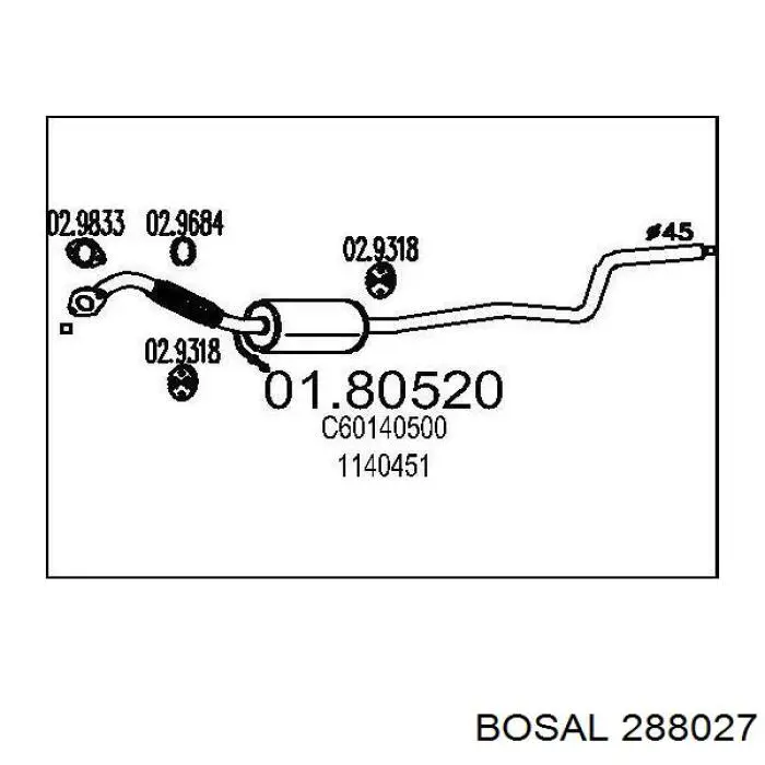  Silenciador del medio para Ford Fusion JU