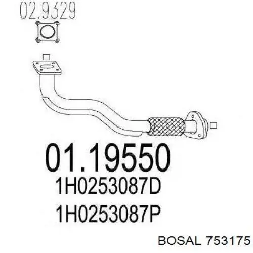 753175 Bosal tubo de admisión del silenciador de escape delantero