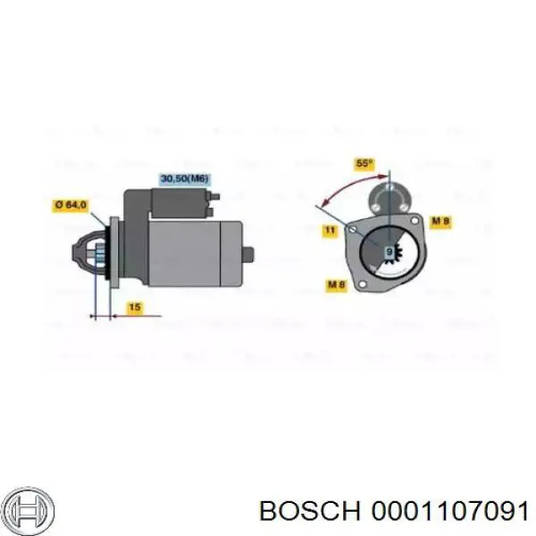 0001107091 Bosch motor de arranque