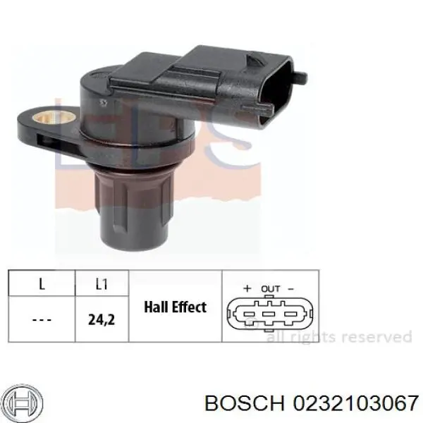 0232103067 Bosch sensor de posición del árbol de levas