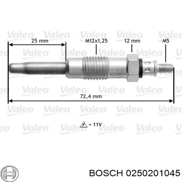 0250201045 Bosch bujía de incandescencia