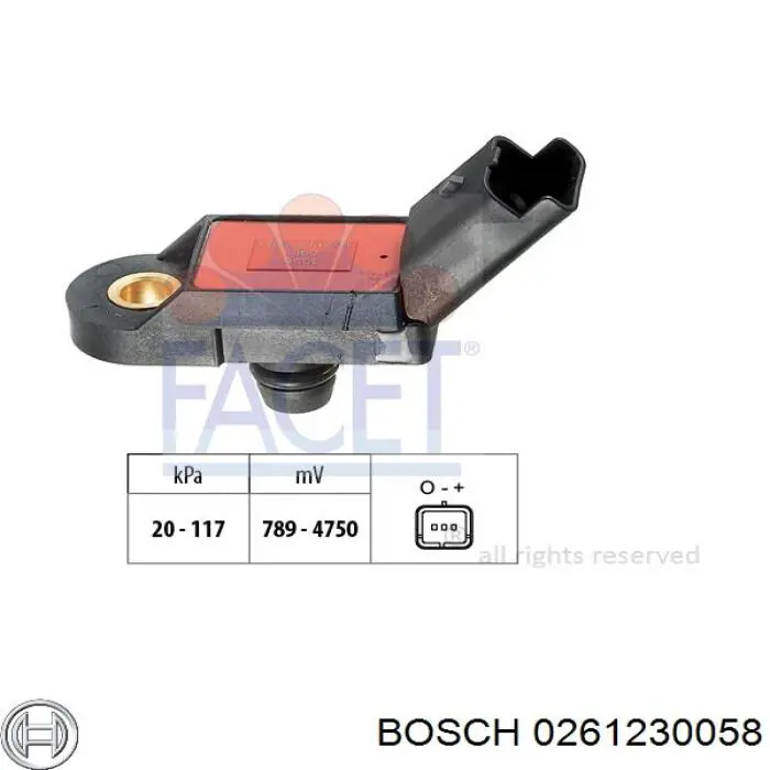 0261230058 Bosch sensor de presion del colector de admision