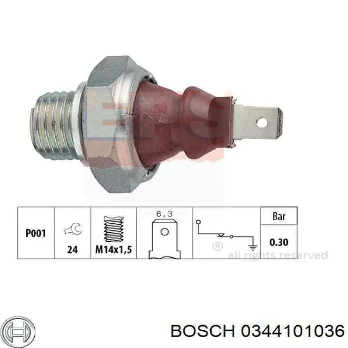 0344101036 Bosch indicador, presión del aceite