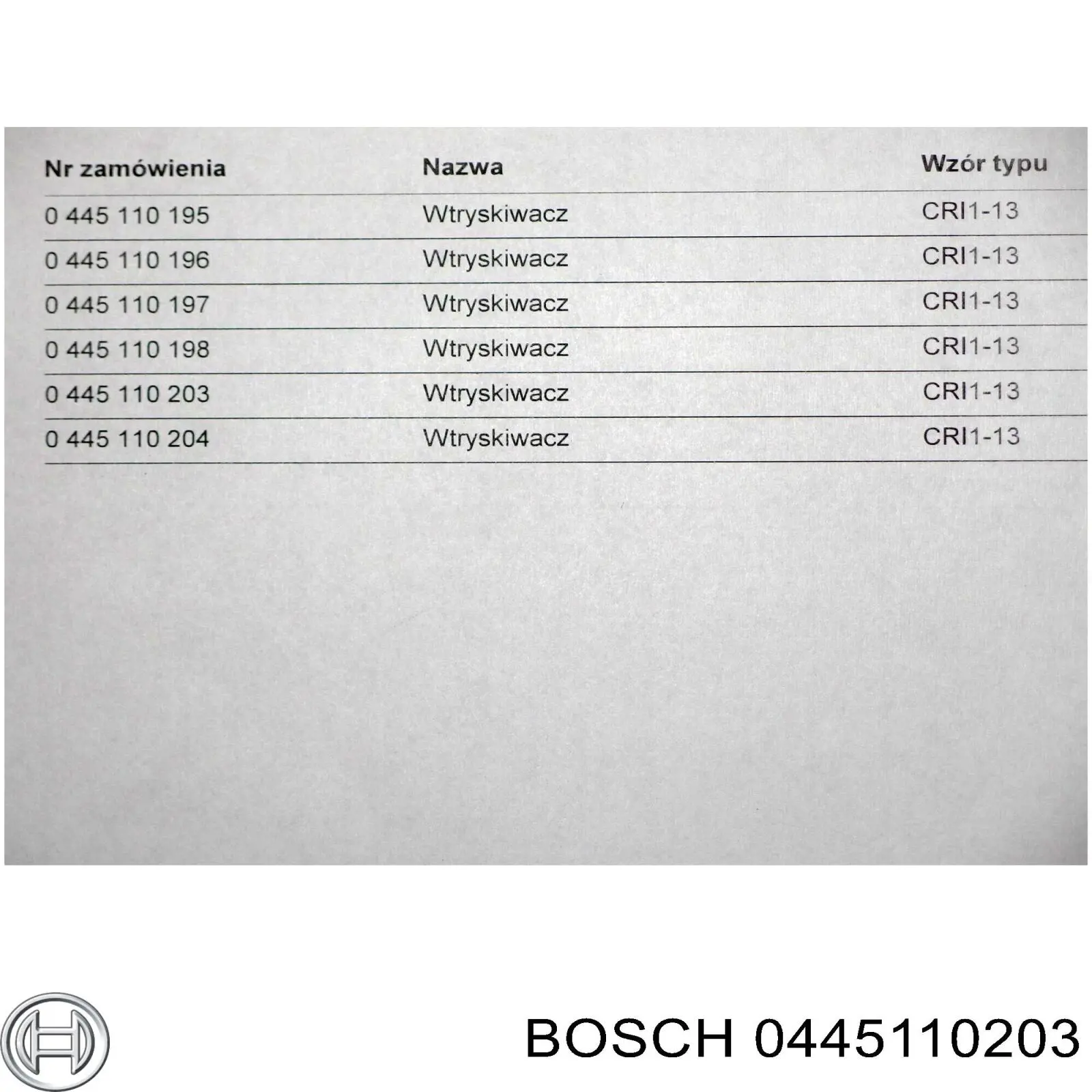 0445110203 Bosch inyector de combustible