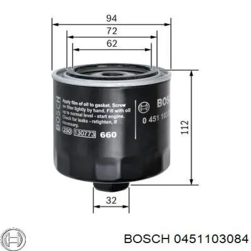 0451103084 Bosch filtro de aceite