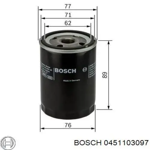 0451103097 Bosch filtro de aceite