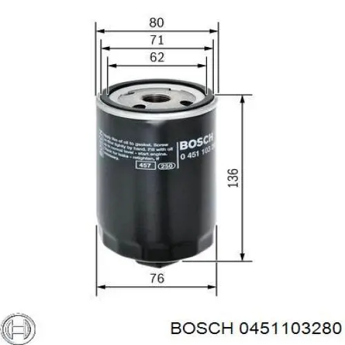 0451103280 Bosch filtro de aceite