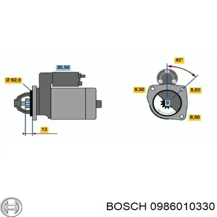 0986010330 Bosch motor de arranque