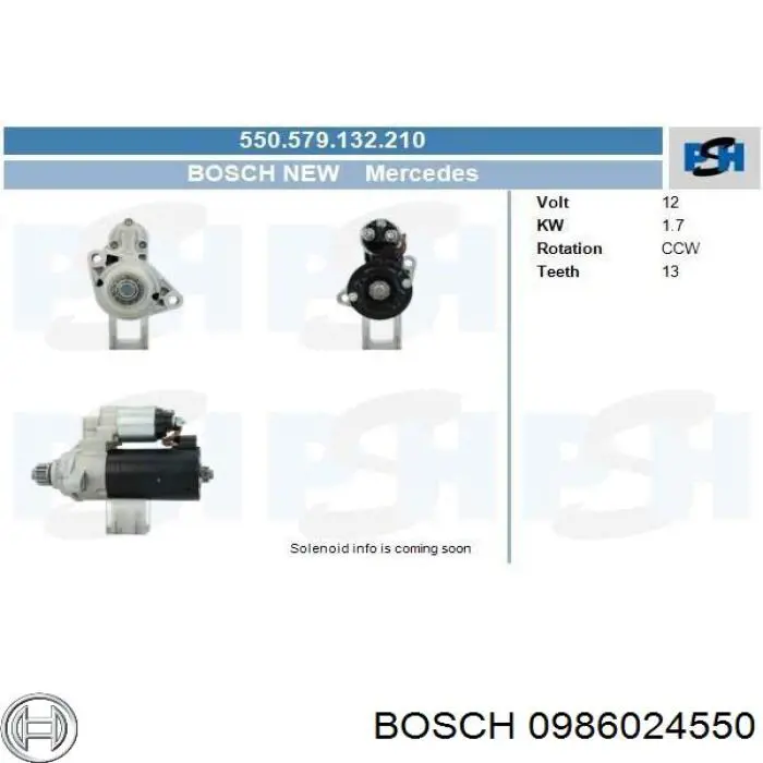 0986024550 Bosch motor de arranque