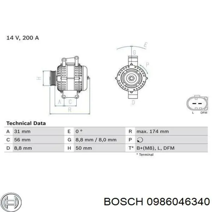 0 986 046 340 Bosch alternador