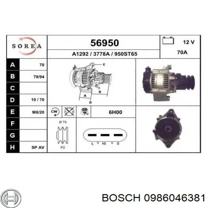 0986046381 Bosch alternador