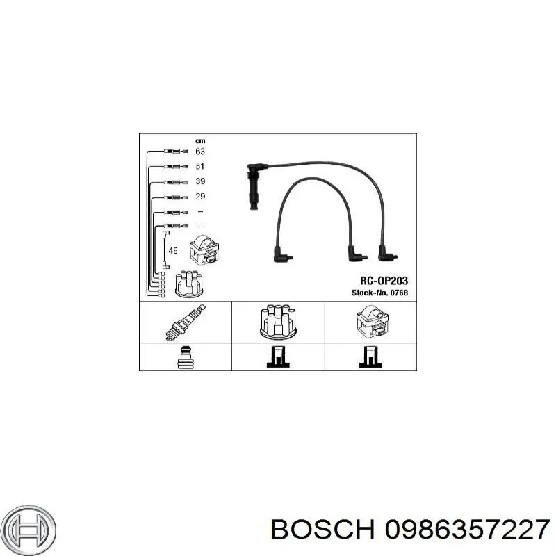 0986357227 Bosch juego de cables de encendido