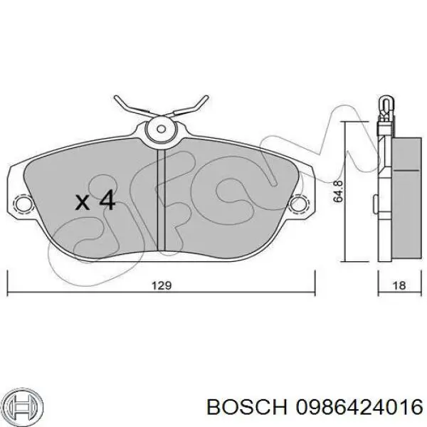 0986424016 Bosch pastillas de freno delanteras