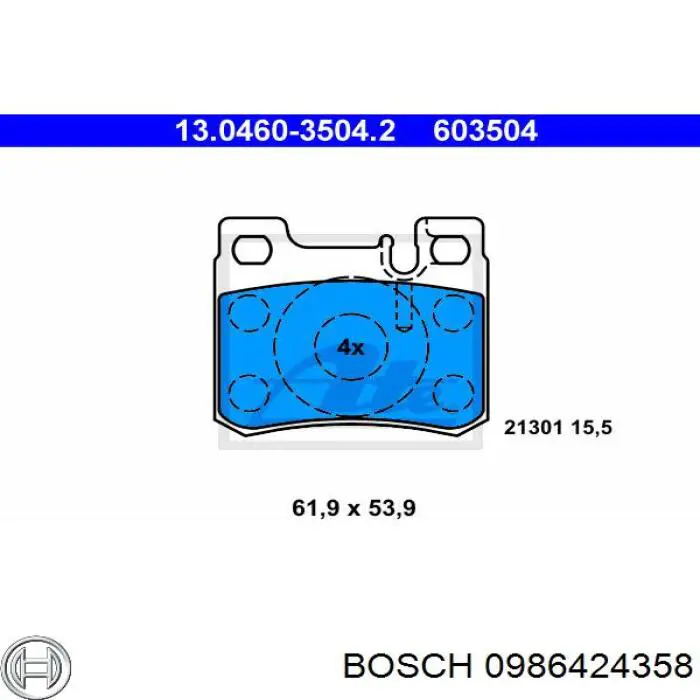 0986424358 Bosch pastillas de freno traseras