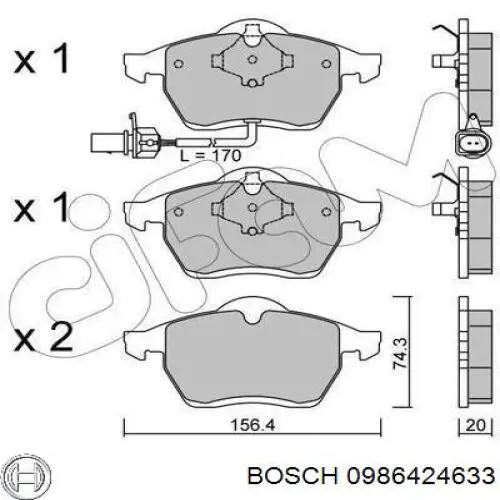 0986424633 Bosch pastillas de freno delanteras