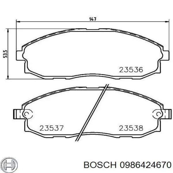 0986424670 Bosch pastillas de freno delanteras