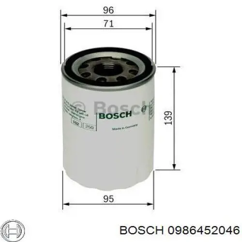 0 986 452 046 Bosch filtro de aceite