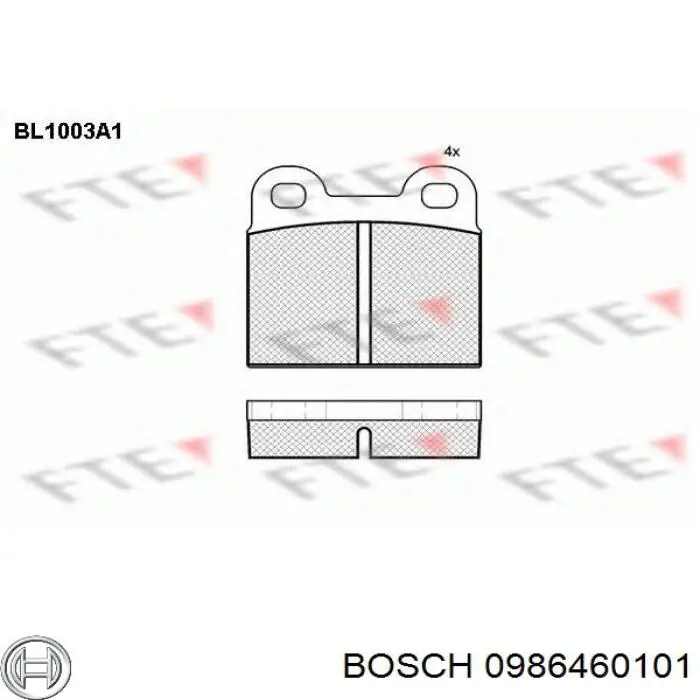 0986460101 Bosch pastillas de freno traseras