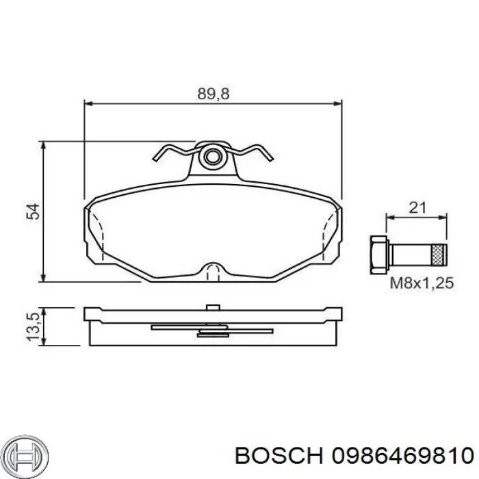 0 986 469 810 Bosch pastillas de freno traseras