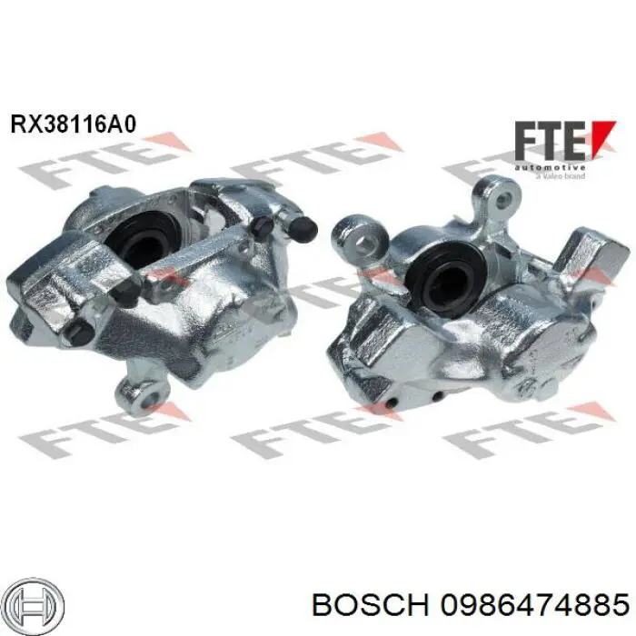 0 986 474 885 Bosch pinza de freno trasera izquierda