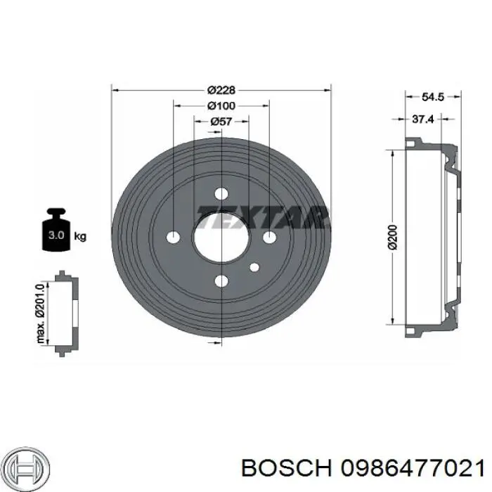 0 986 477 021 Bosch freno de tambor trasero