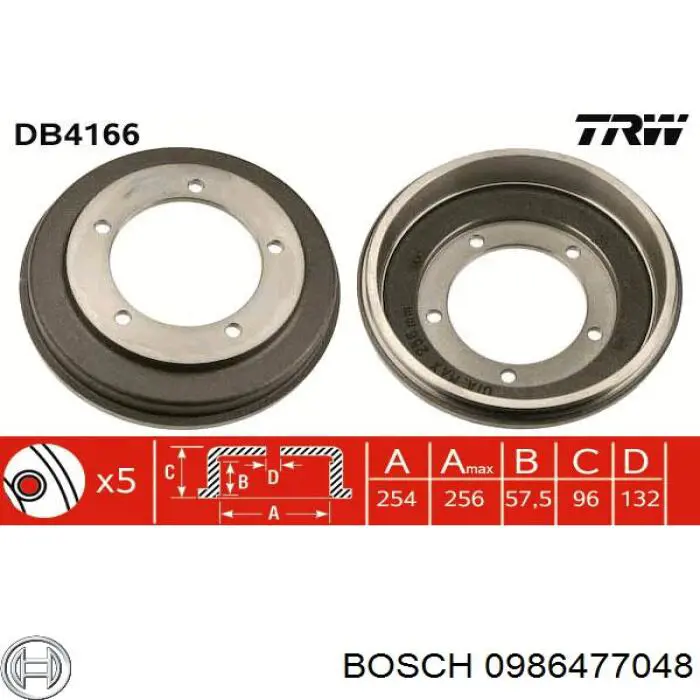 0 986 477 048 Bosch freno de tambor trasero