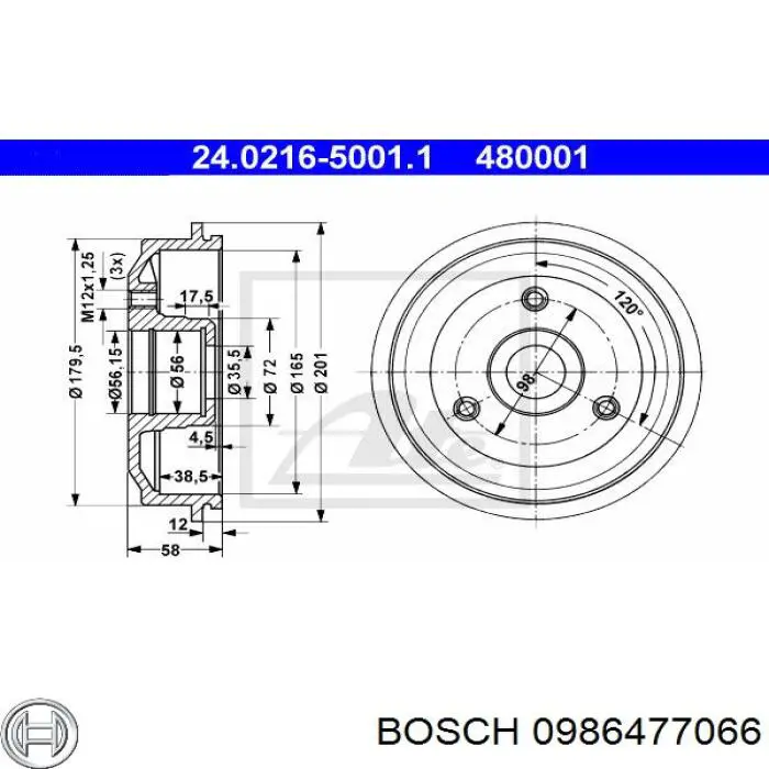 0986477066 Bosch freno de tambor trasero