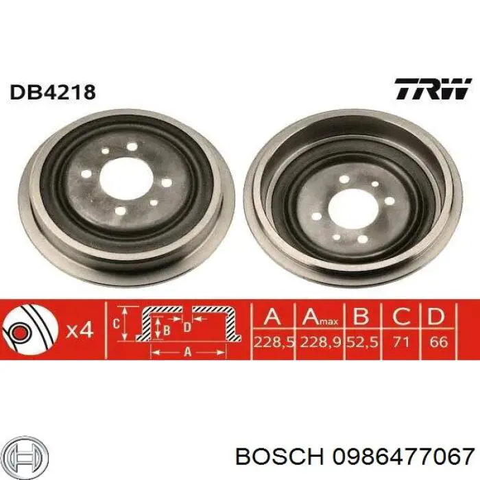 0 986 477 067 Bosch freno de tambor trasero