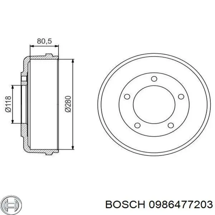 0 986 477 203 Bosch freno de tambor trasero