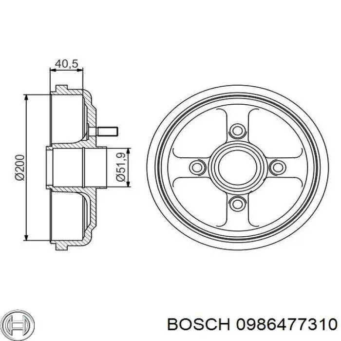 0986477310 Bosch freno de tambor trasero