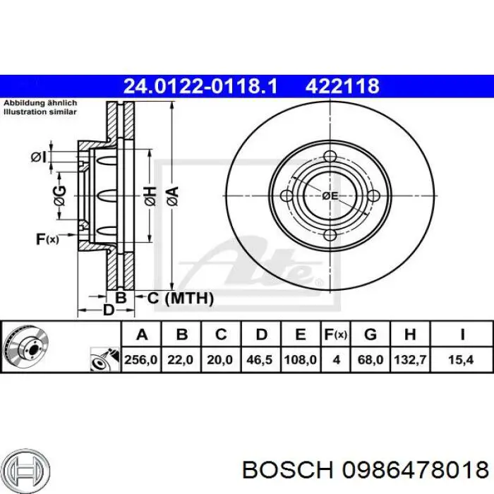 0986478018 Bosch freno de disco delantero